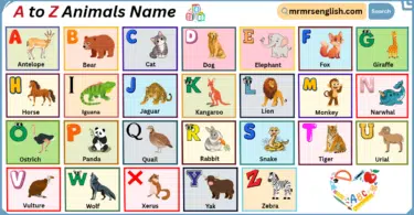 A to Z Animals Name in English with their Pictures