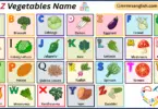 A to Z Vegetables Names in English with their Pictures