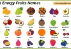 High Energy Fruits Names in English with Their Pictures