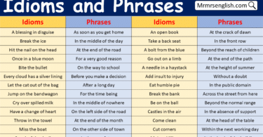Idioms and Phrases Examples in English with Pictures
