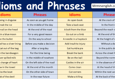 Idioms and Phrases Examples in English with Pictures