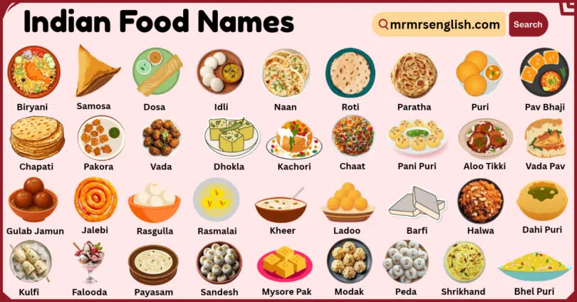 Indian Food Names with Their Pictures