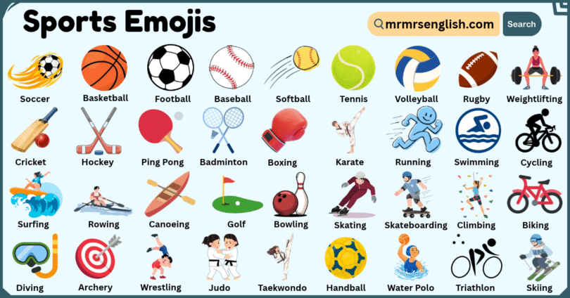 Sports Emojis with meanings and Pictures