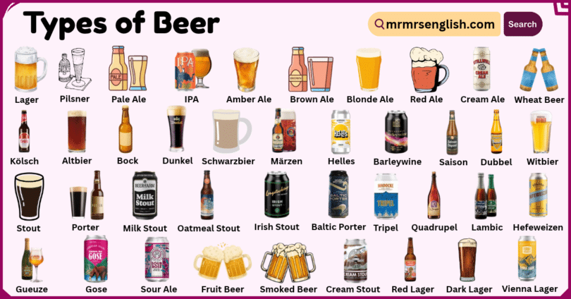 Types of Beer with Names and Pictures